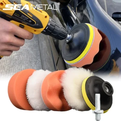 SEAMETAL 6Pcs Car Polishing Disc Sponge Pads Kit Auto Detailing Waxing Polish Machine Buffering Sponge Remove Scratches Wax Pads