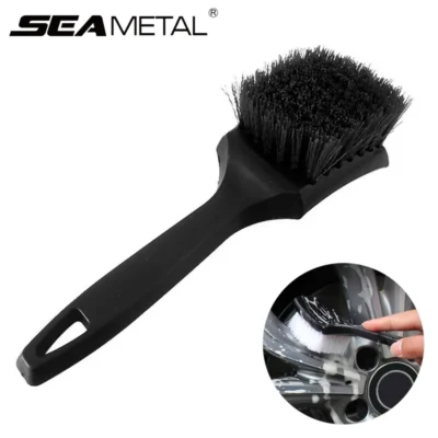 SEAMETAL 1pc Car Wheel Rim Cleaning Brush Black Handle Car Tire Hub Clean Brush Auto Detailing Washing Brushes Tool Accessories