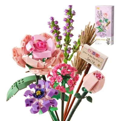 Mini Block Kids Building Toys Bricks Flowers Puzzle Pot Plants Girls Gift Home Decor (1657-1659(With Box))