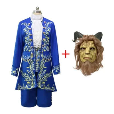 Anime Beauty and Beast Costume Adults Prince Adam Cosplay Costume Uniform Mask for Men Halloween Carnival Party Clothes mask