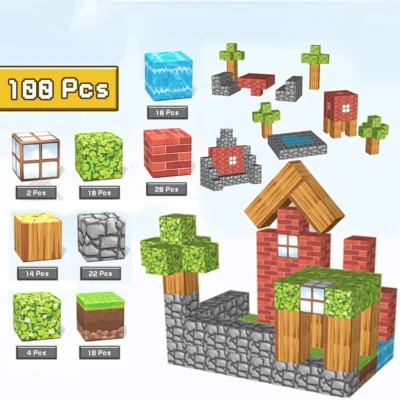 Magnetic Building Blocks World Magnet Cube Set for Boy Girl Kid Age 3+ DIY Trees House Models Children Gifts Sensory Toys