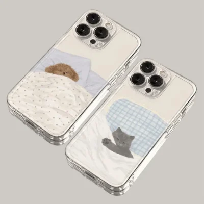 Cute Cartoon Cat Dog Couple Case for Samsung Galaxy S25 S23 Ultra S22 Plus S24FE A14 A15 A34 A54 A33 A53 A16 A55 A35 Lover Cover