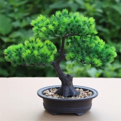 Artificial Flower Bonsai Green Plant Zen Simulated Tree Pine Potted Flower Pot Desktop Decoration Fengshui Decor Plant Viewing