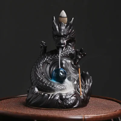 1pc, Dragon Backflow Incense Burner Ceramic Incense Holder, for Home Decor Aromatherapy Relaxation Gifts (Without Incense）
