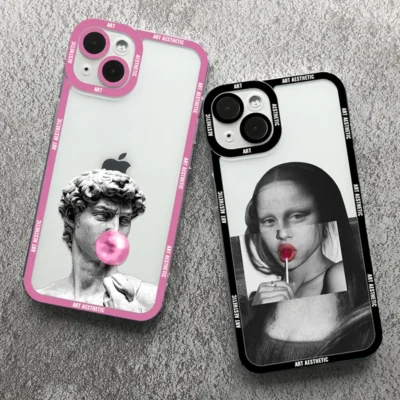 Great Art Aesthetic David Mona Lisa Soft Phone Case For iPhone 16 15 14 Pro Max 13 12 11 Pro Max 7 8 14 15 Plus XR XS Cover