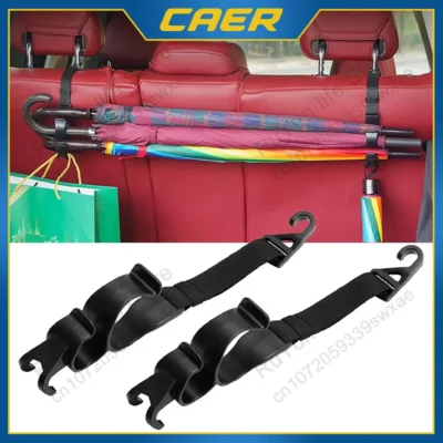 CAER 2pcs Car Back Seat Hook Multi-function Rear Seat Headrest Hanging Hook Umbrella Holder Seat Back Storage Interior Organizer