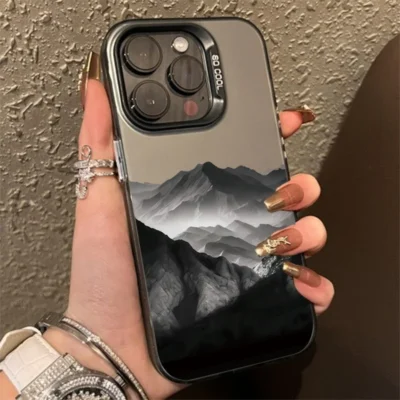 Black Mountain Phone Case For iPhone 16 15 14 13 12 11 Pro Max XS X XR 7 8 Plus SE 2022 Full Protection Shockproof Bumper Cover