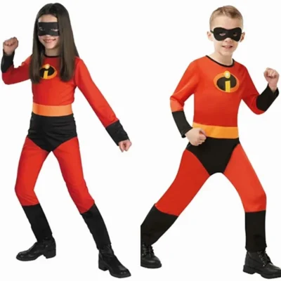 Kids The Incredibles Cosplay Costume Anime The Incredibles Red Jumpsuit Bodysuit Mask Full Set Halloween Costumes for Boys Girls