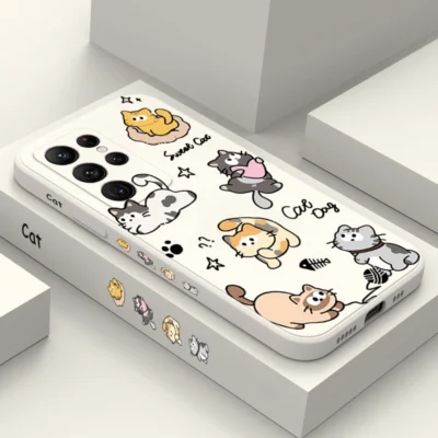 Cat String Ball Phone Case For Samsung Galaxy A16 5G A15 A35 A55 A14 A34 A54 A33 A53 A52 S25 Ultra S24 FE S23 Plus S22 S21 Cover