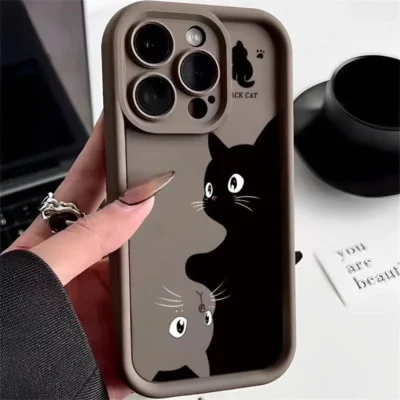 Redmi Note 13 11 12 Pro Plus 5G Cute Cartoon Black Cat Phone Case For Xiaomi Redmi Note 11S 12S 10 S 12C 13C 14C 4G Cover