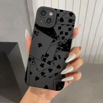 Stylish Playing Card Design Phone Case For iPhone 15 14 13 12 11 Pro Max XS X XR 7 8 14 Plus 15 Shockproof Silicone Bumper Cover