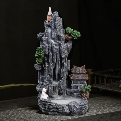 1pc Waterfall Backflow Incense Burner Zen Tea Room Decoration Micro landscape Incense Stick Holder Ashtray (Without Incense)
