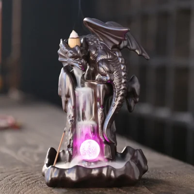 1pc Vintage Dragon Backflow Incense Burner Household Burner Home Decor Creative Home Aromatherapy Gift (Without Incense)