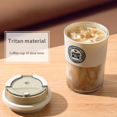 Coffee Cup Milk Tea Simple Carry-on Cup Outdoor Leisure Sealed Leak-Proof Portable Vacuum Cup with Cover For Gifts