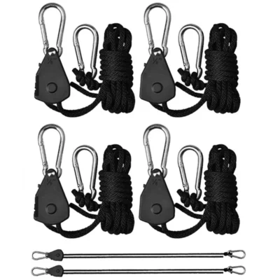 4pcs Adjustable 8inch Lanyard Hanging for Tent Fan Grow Plant Lamp Pulley Ropes Pulley Lifting Pulley Hook