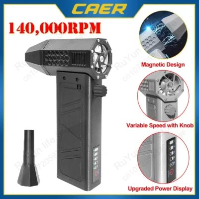 CAER 140,000RPM Air Blower Turbo Jet Fan Electric Power Display Handheld Mini Dust Cleaner High Speed Duster Gun Cleaning Tool