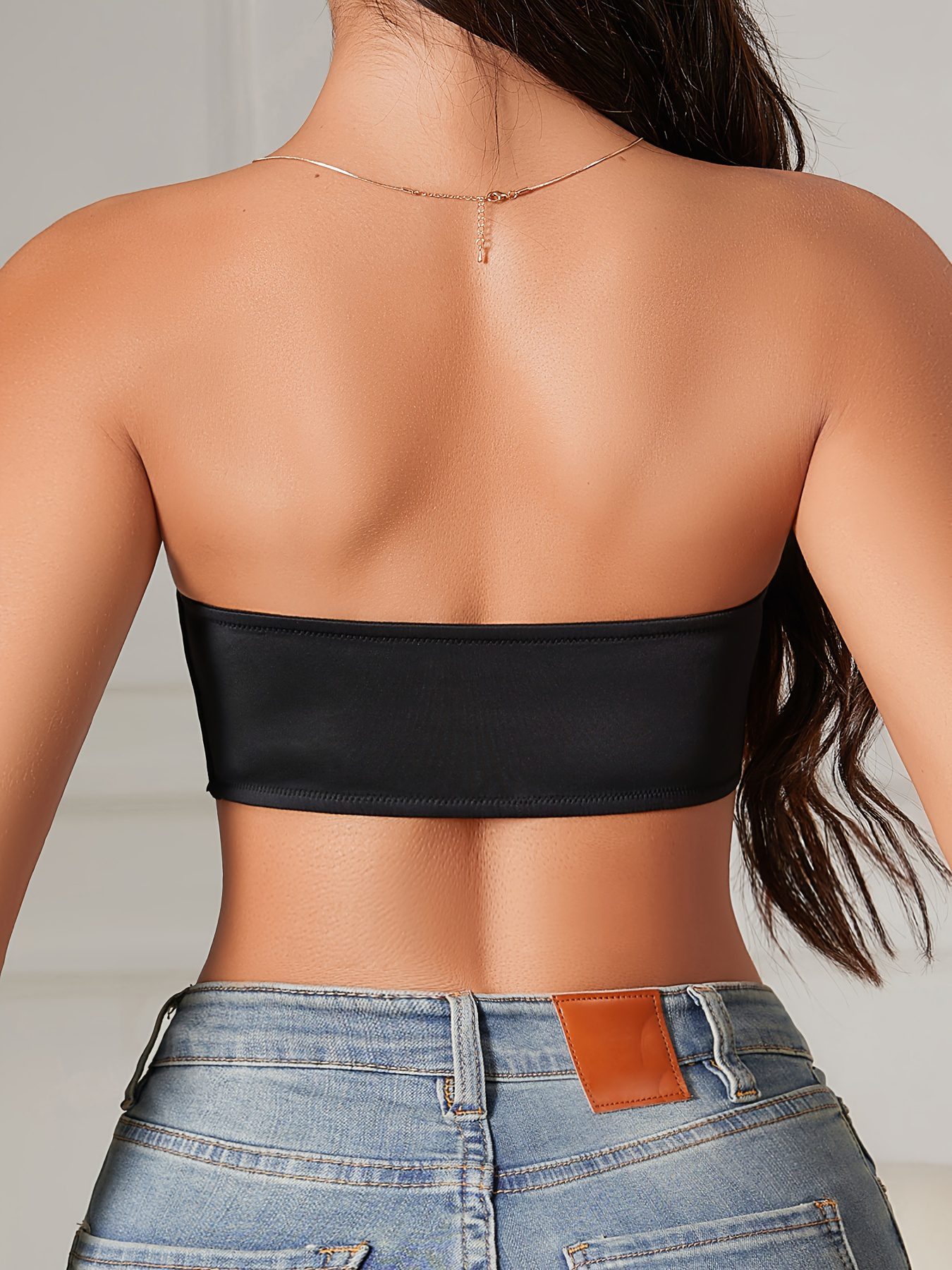 [Strapless Front Buckle Bra] Front Buckle Strapless Bra, Wireless Non Padded Bandeau Bra, Women's Lingerie & Underwear