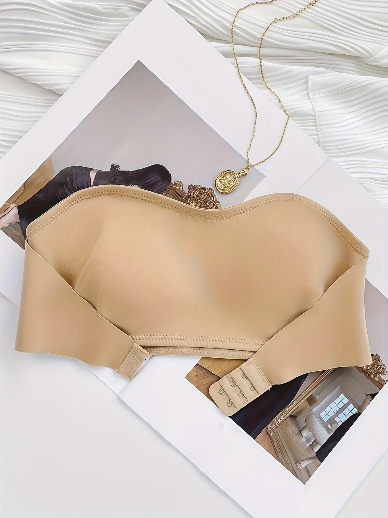 [Strapless Front Buckle Bra] Front Buckle Strapless Bra, Wireless Non Padded Bandeau Bra, Women's Lingerie & Underwear