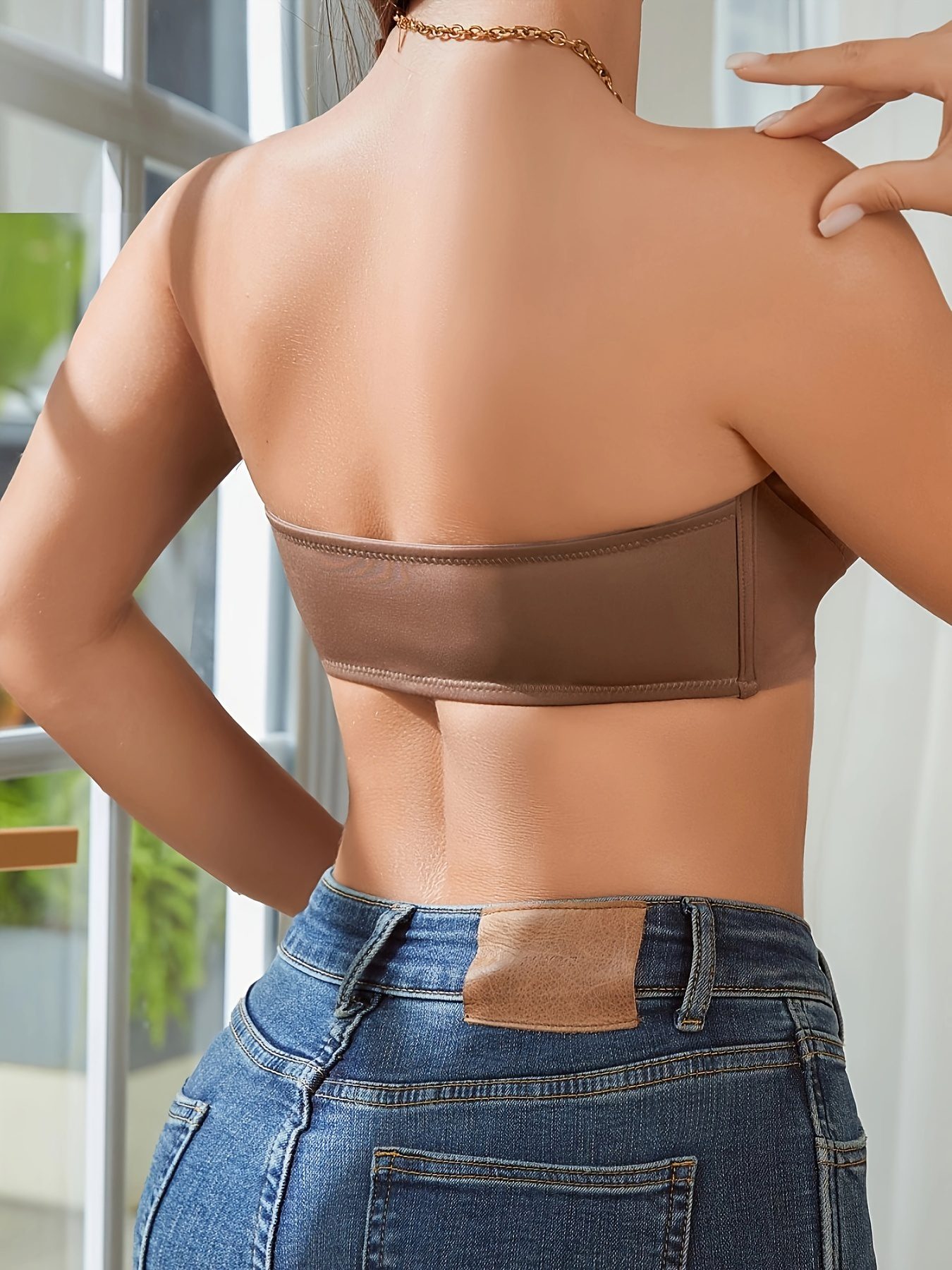 [Strapless Front Buckle Bra] Front Buckle Strapless Bra, Wireless Non Padded Bandeau Bra, Women's Lingerie & Underwear