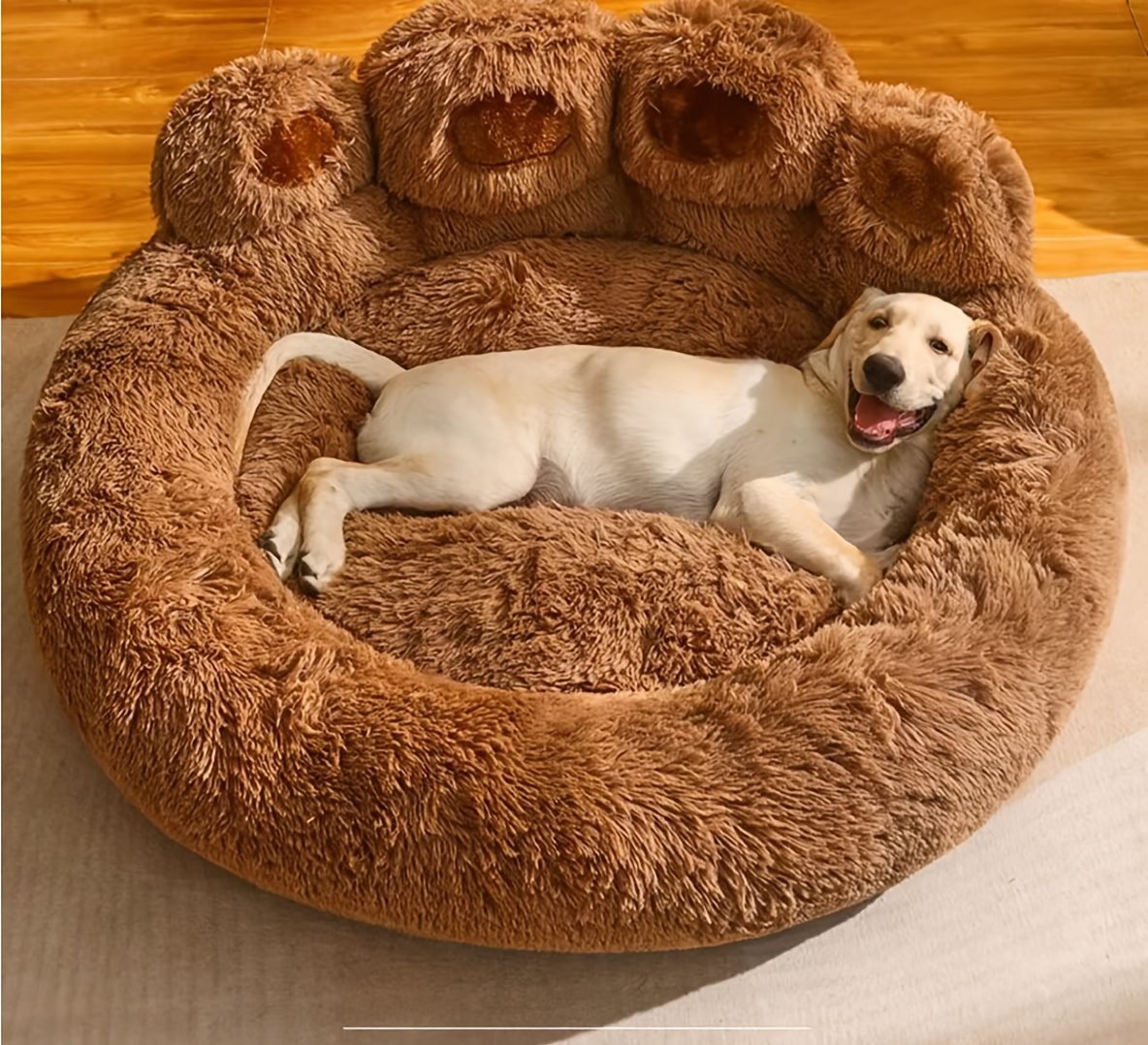 Extra Large Cozy Cartoon Bear Paw Plush Pet Bed