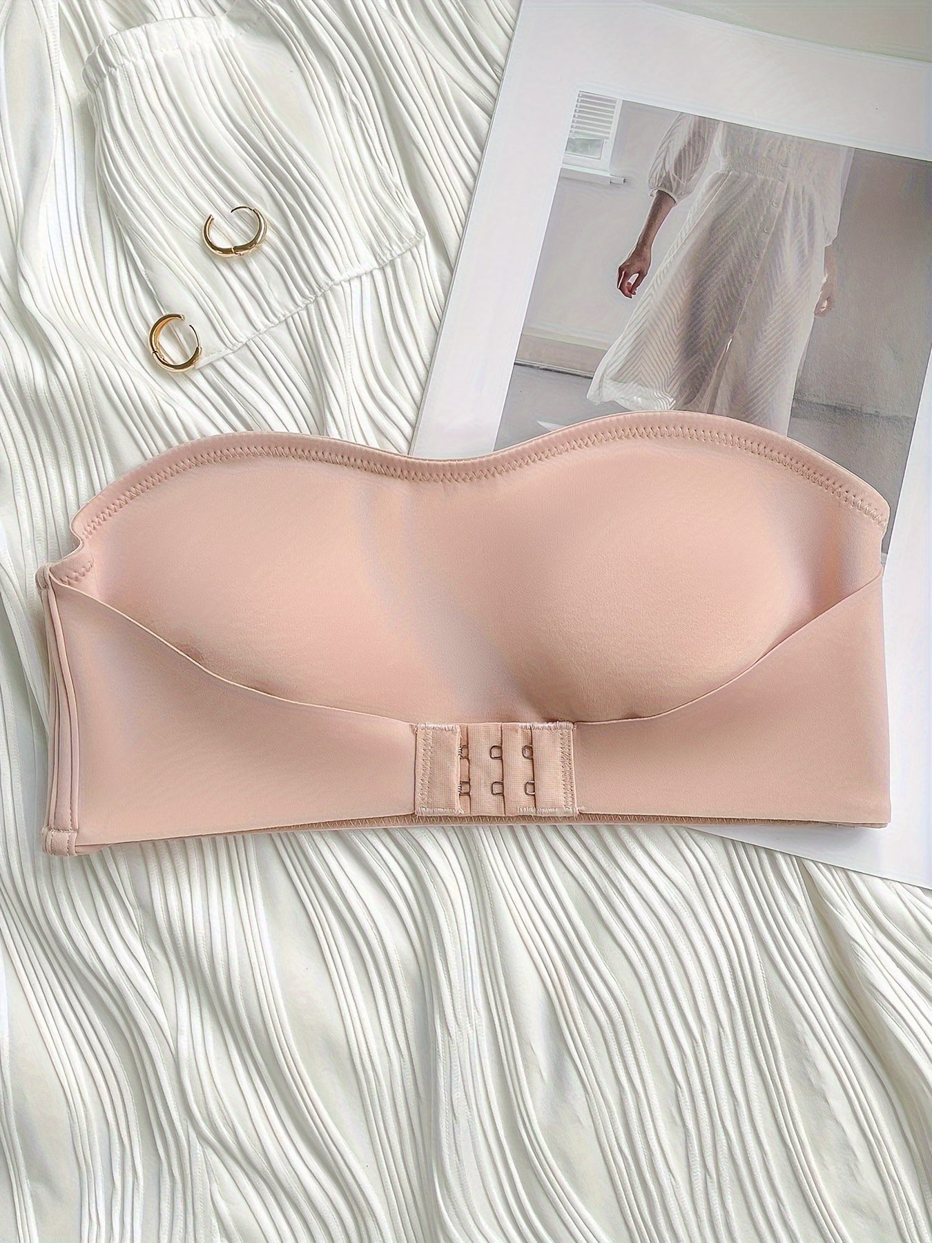 [Strapless Front Buckle Bra] Front Buckle Strapless Bra, Wireless Non Padded Bandeau Bra, Women's Lingerie & Underwear