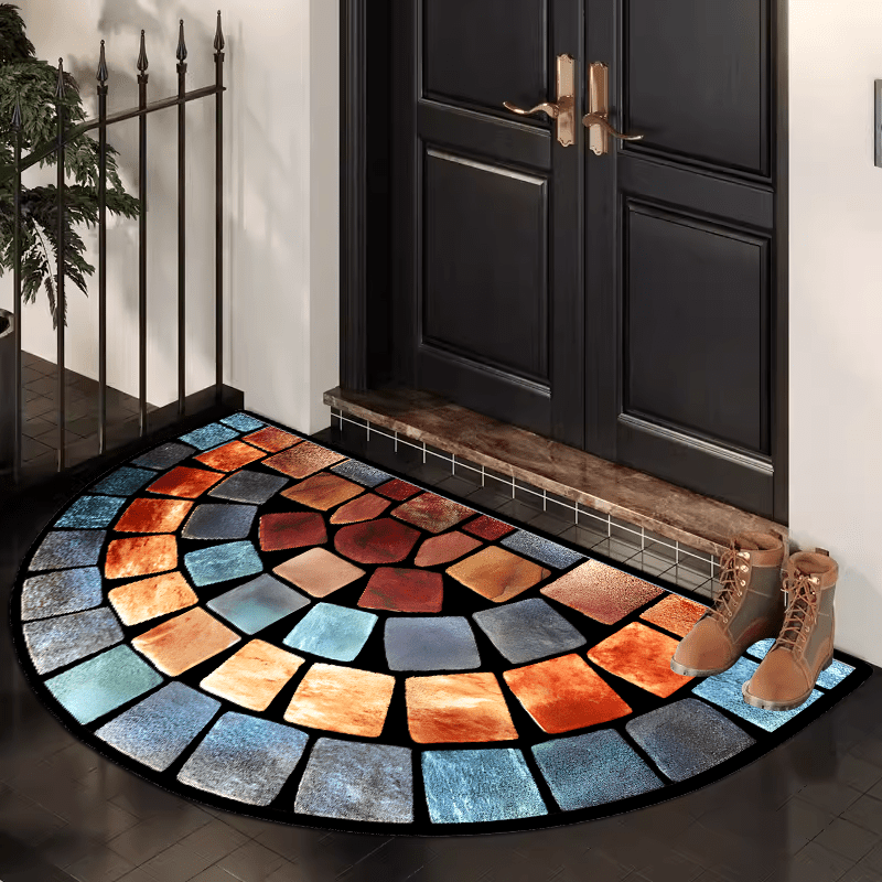 Thick Soft Non-Slip Door Mat - Chic Art Design Polyester Carpet for Home Decor, Ideal for Porches & Living Rooms