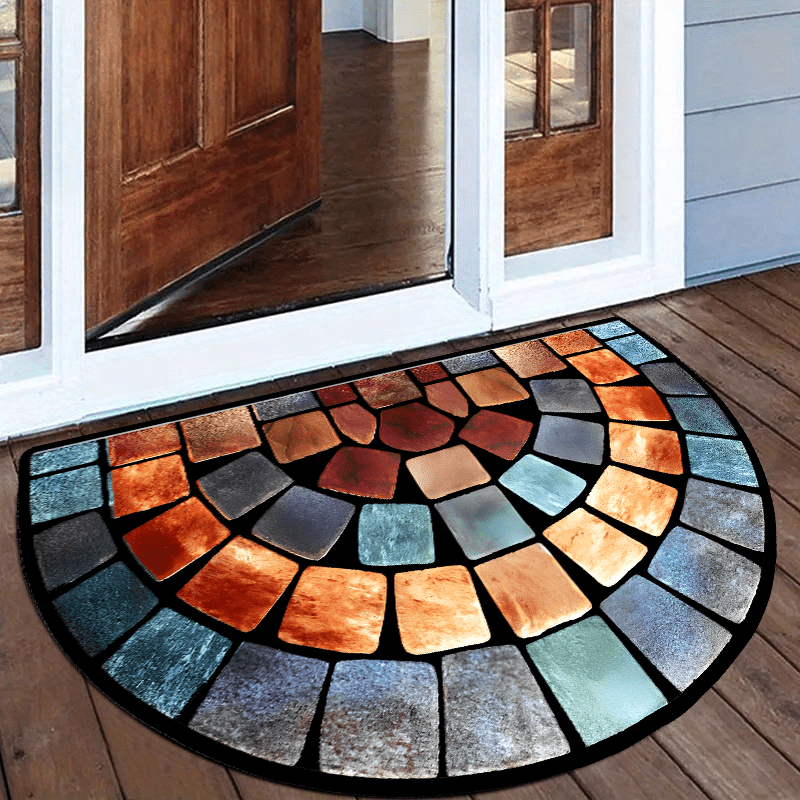 Thick Soft Non-Slip Door Mat - Chic Art Design Polyester Carpet for Home Decor, Ideal for Porches & Living Rooms