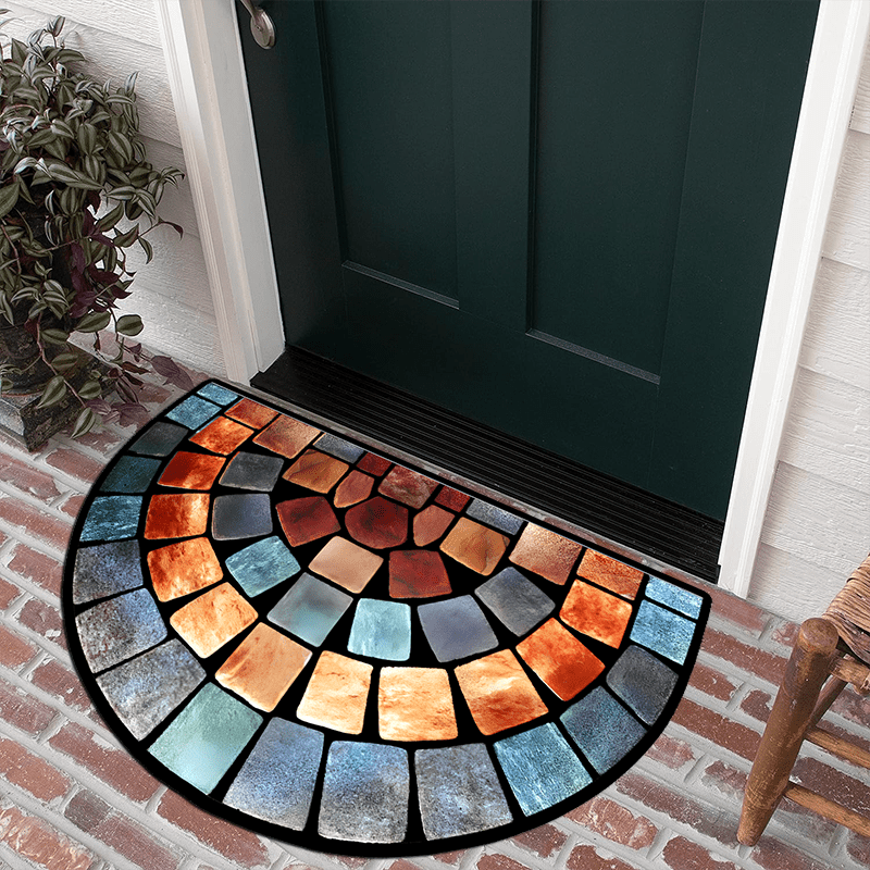 Thick Soft Non-Slip Door Mat - Chic Art Design Polyester Carpet for Home Decor, Ideal for Porches & Living Rooms