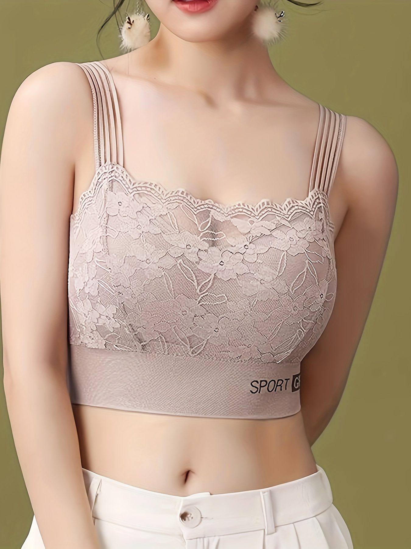 3pcs Women'S Lace Trim Wireless Bras - Ultra-Comfortable, Full Coverage, Elegant Style in Solid Colors with Removable Pads, High Support & Breathable for Casual Attire