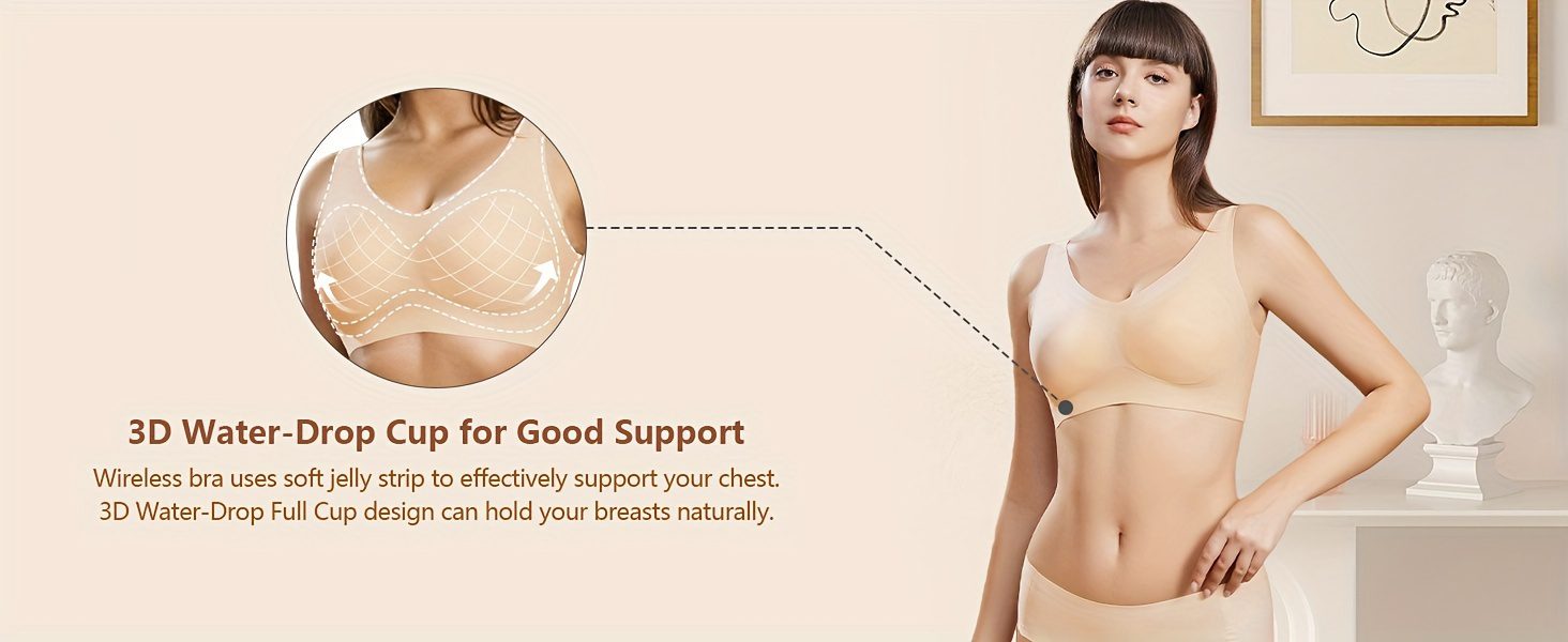Solid Seamless Anti Sagging Wireless Tank Bra, Simple Comfy Push Up Bra, Women's Lingerie & Underwear
