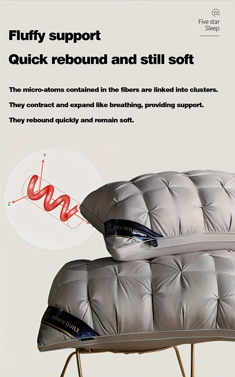2pcs Luxury 5-Star Hotel Quality Pillows, 19x29 inches - Deep Sleep Neck Support, Four Seasons Non-Collapse High Pillow Core, Low Allergy Polyester Fiber Cover, Machine Washable, Modern Pillow Design | Soft Texture Surface, Sleeping Pillow