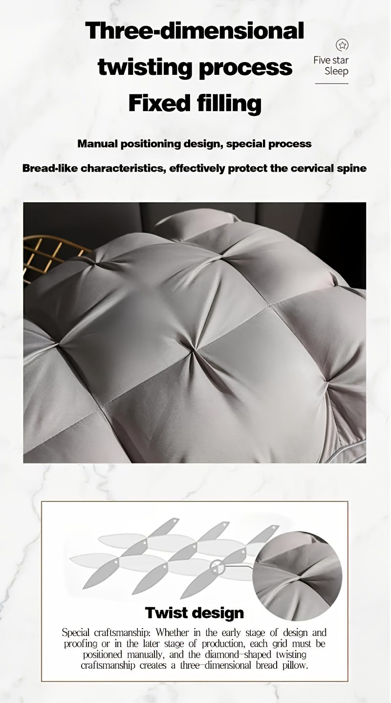 2pcs Luxury 5-Star Hotel Quality Pillows, 19x29 inches - Deep Sleep Neck Support, Four Seasons Non-Collapse High Pillow Core, Low Allergy Polyester Fiber Cover, Machine Washable, Modern Pillow Design | Soft Texture Surface, Sleeping Pillow