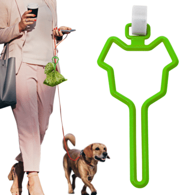 Hands-Free Dog Poop Bag Holder Clip - Durable Green Leash Attachment with White Rope for Easy Waste Bag Carrying, Battery-Free, Ideal for Active Pet Owners, Dog Waste Bag Holder