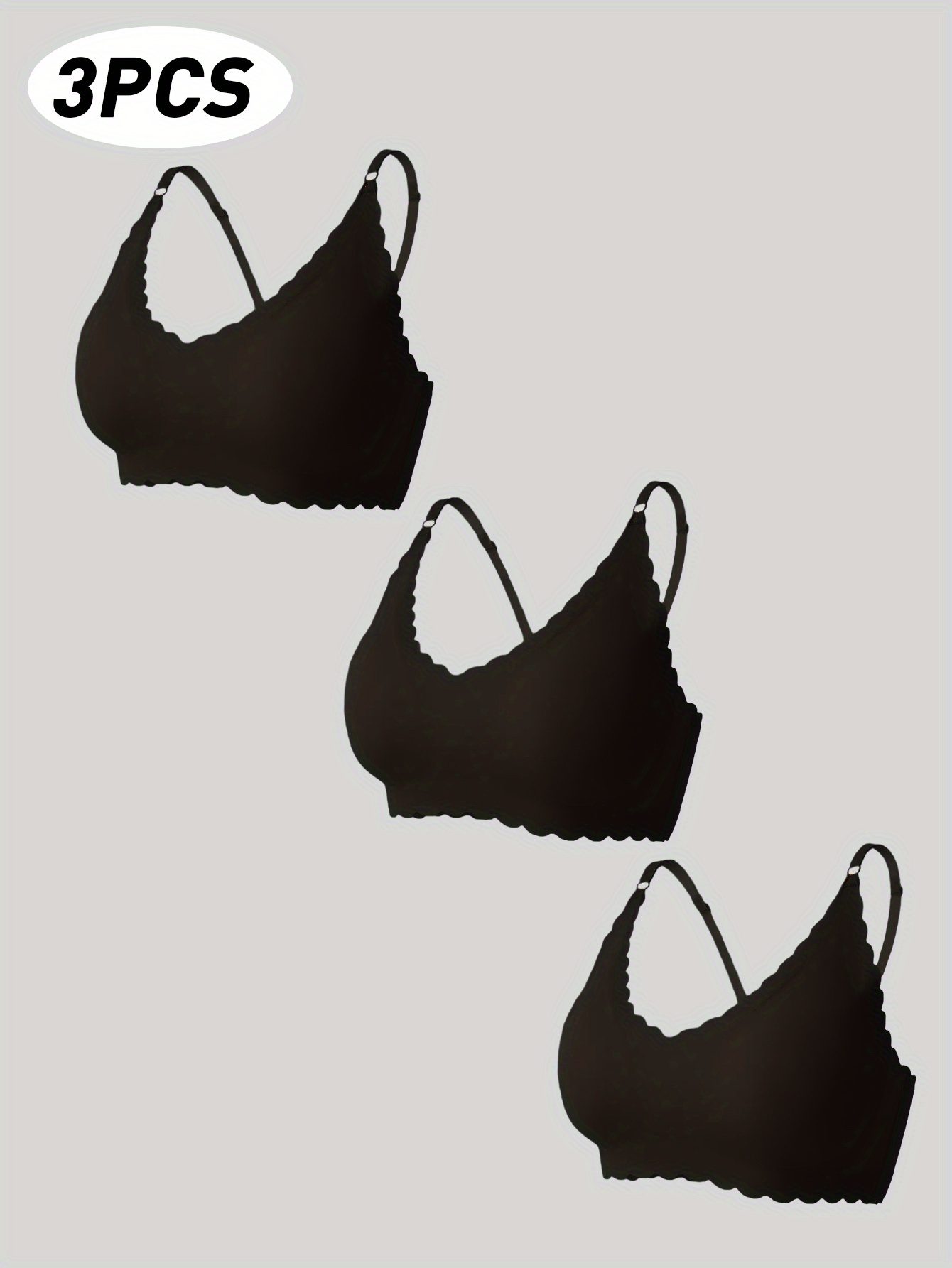 [3pcs High Comfort Wireless Bra] 3pcs/pack Women'S Wave Wireless Seamless Bra High Comfort Bra Removable Breast Pads Adjustable Straps Bra Breathable Wireless Bra Brown Black Soft V-Neck Yoga Running Women'S Underwear