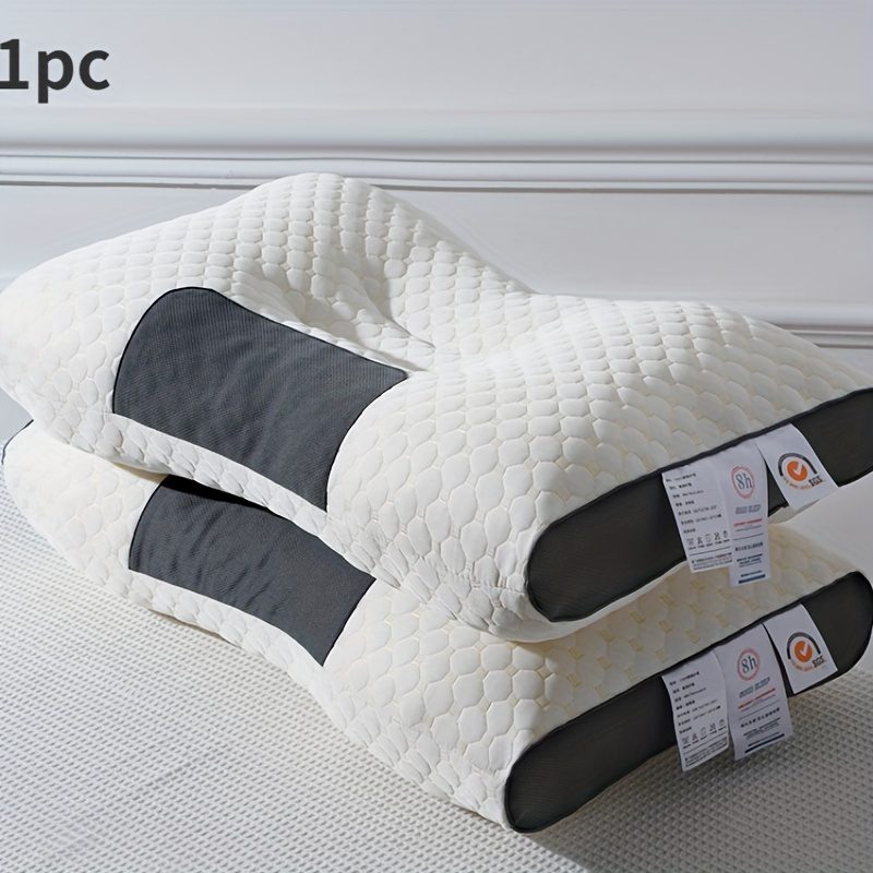 Comfortable Breathable Pillow - Honeycomb & Waffle Pattern Massage Core, Moisture-Wicking Polyester Cover, Machine Washable for Bedroom and Living Room Decor