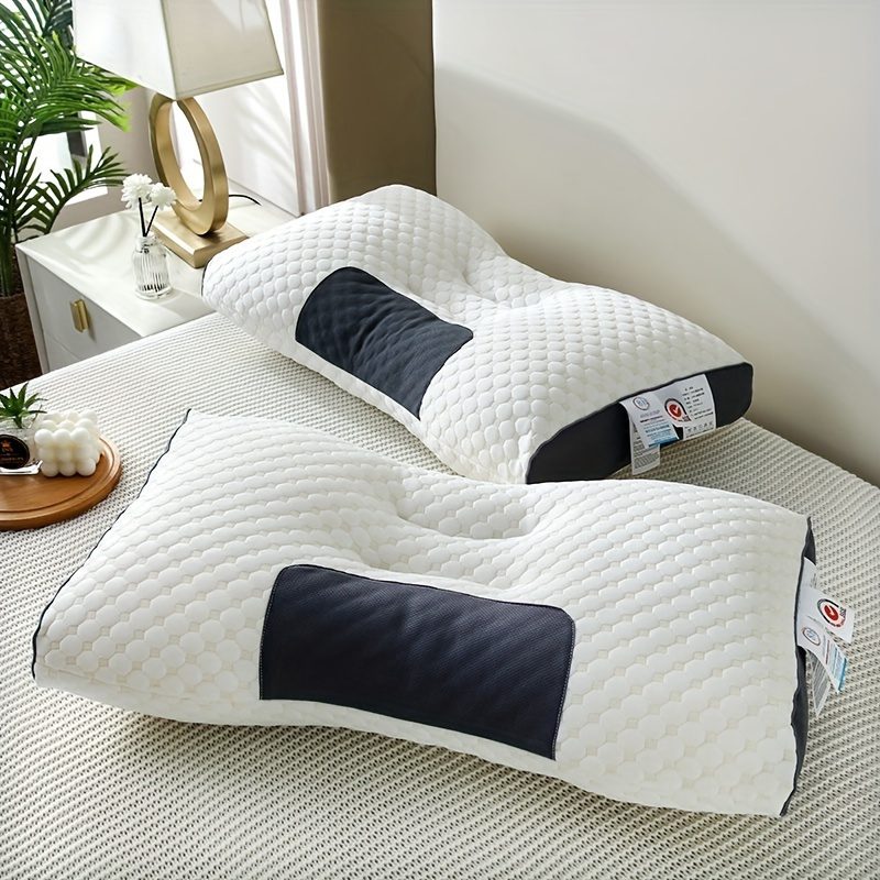 Comfortable Breathable Pillow - Honeycomb & Waffle Pattern Massage Core, Moisture-Wicking Polyester Cover, Machine Washable for Bedroom and Living Room Decor