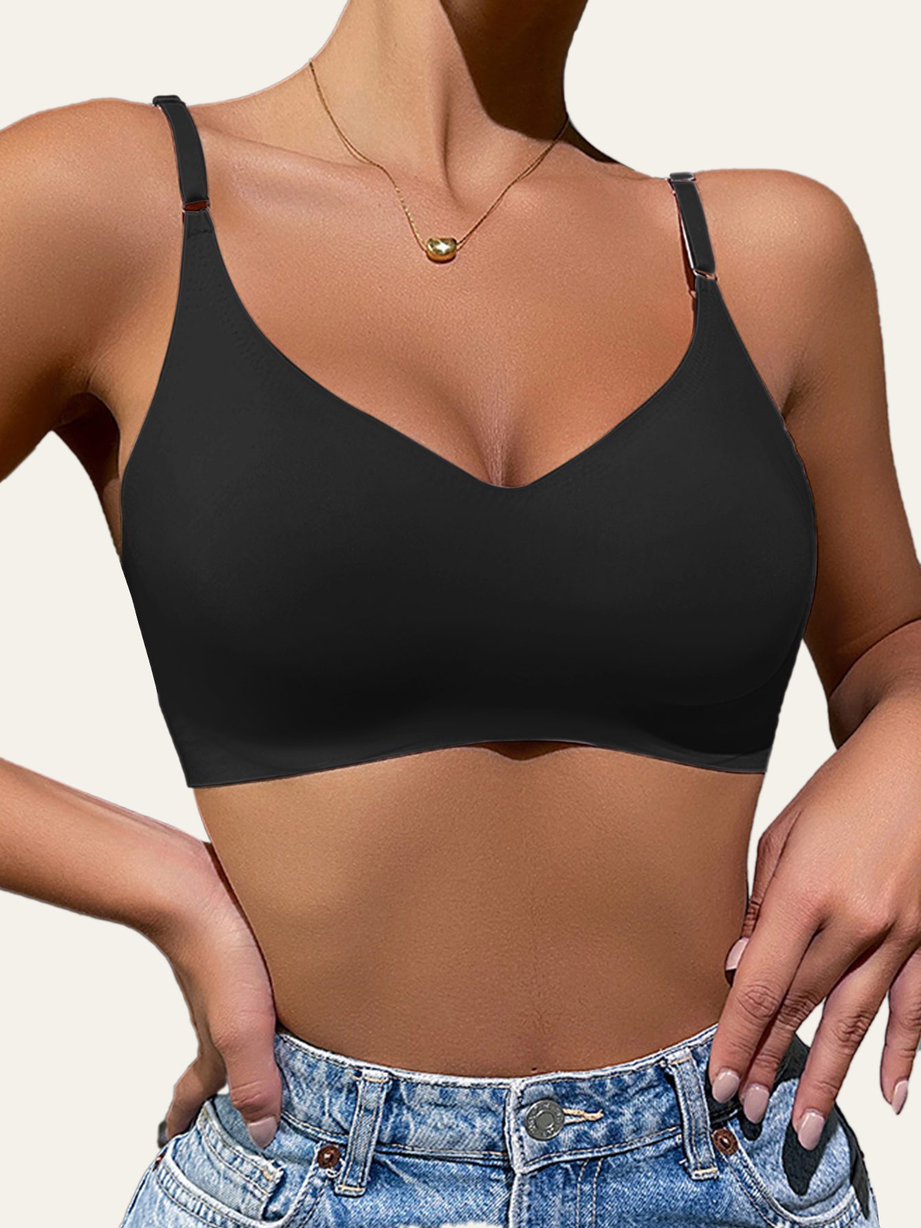 [1pc Removable Sexy Bra Pads] 1pc/Pack Women'S Solid Color Sexy No Steel Ring Removable Bra Pads Women'S Thin Underwear Running Fitness Yoga Sports Tops
