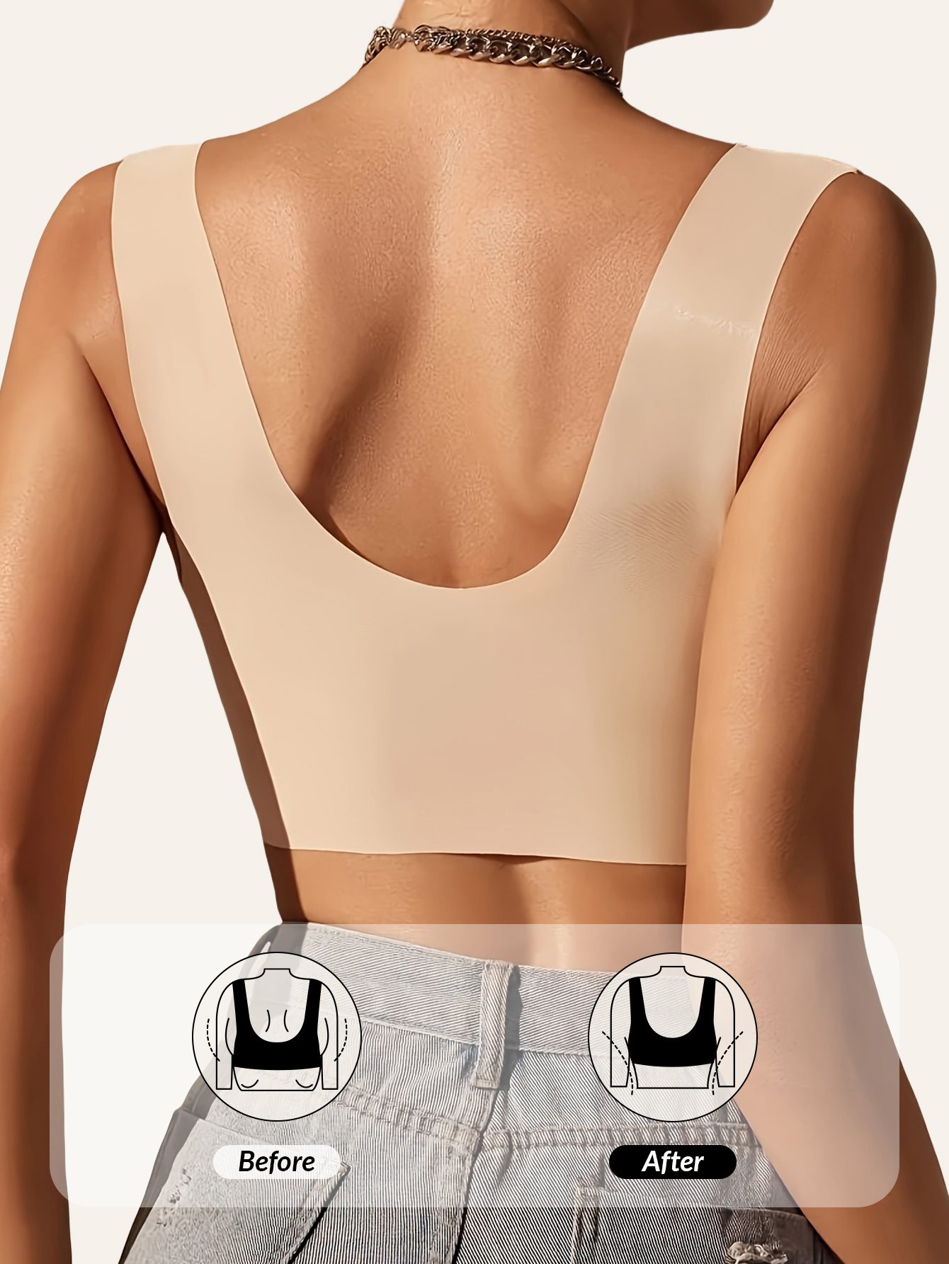 Single Pack Women'S Sexy Lace Front Open-Back Deep V Lingerie Bra, Wide Strap Seamless Wireless Comfort Soft Bra, Polyamide and Elastane, Solid Color, Non-Removable Padding, with Front Closure for Fitness and Daily Wear
