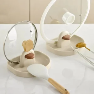 1pc Multifunctional Plastic Kitchen Countertop Storage Rack Household Soup Spoon Pot Cover Storage Rack