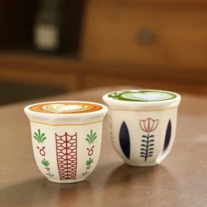 180ml/250ml Espresso Cups Art Flower pattern Anti-scald Latte Coffee Mugs Hand Held Ceramics Cups Cappuccino Teacup Xmas Gift