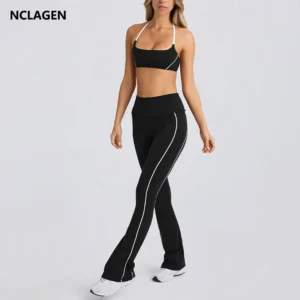 NCLAGEN Gym Set Women 2 Piece Yoga Bra And Pants Outfit Sports Tracksuit Workout Clothes Running Fitness Suit Pilates Sportswear