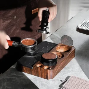 51/53/58mm Coffee Tamper Station Stand Wood Grain Base Coffee Portafilters Brush holder Espresso Tamper Pad Coffee Storage Tools