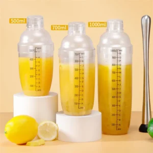PC resin Cocktail Shaker Martini Hand Shaker Cup with Scales 350ml/500ml/700ml/1000ml Milk Tea Wine Drink Shaker Mixer Bar Tool
