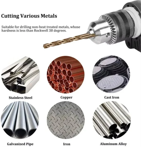 Perfactool 13pc HSS 1.5-6.5mm Round Shank Twist Drill Bit Set Titanium Coated Drilling Hole for Metal PVC Board - Image 4