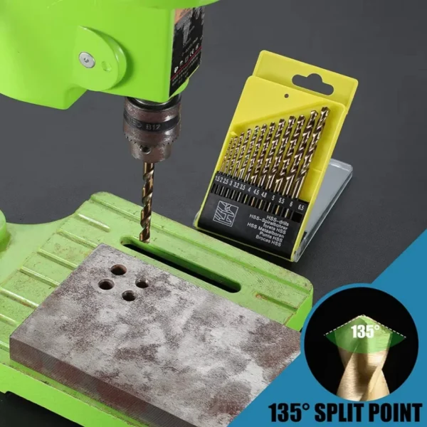 Perfactool 13pc HSS 1.5-6.5mm Round Shank Twist Drill Bit Set Titanium Coated Drilling Hole for Metal PVC Board - Image 6