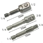 3 Pcs Drill Socket Adapter Impact Drill Extension Drill Bits Bar Socket Adapter 1/4 3/8 1/2 Size Hex Shank Square Head Drill Bit - Image 2