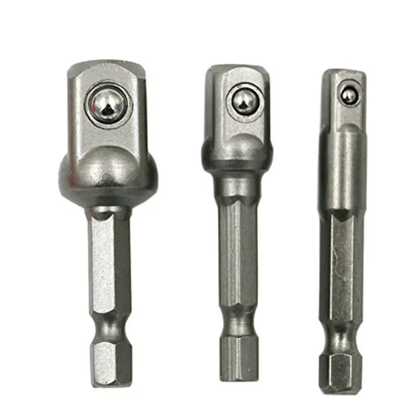 3 Pcs Drill Socket Adapter Impact Drill Extension Drill Bits Bar Socket Adapter 1/4 3/8 1/2 Size Hex Shank Square Head Drill Bit - Image 1