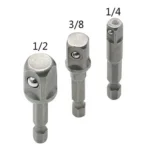 3 Pcs Drill Socket Adapter Impact Drill Extension Drill Bits Bar Socket Adapter 1/4 3/8 1/2 Size Hex Shank Square Head Drill Bit - Image 4