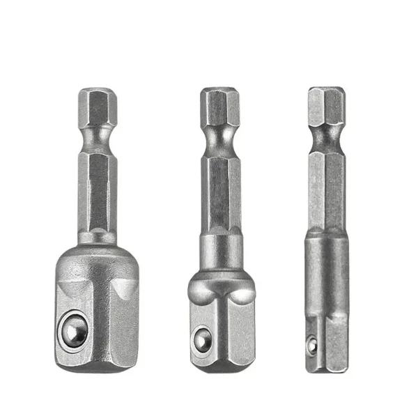 3 Pcs Drill Socket Adapter Impact Drill Extension Drill Bits Bar Socket Adapter 1/4 3/8 1/2 Size Hex Shank Square Head Drill Bit - Image 3