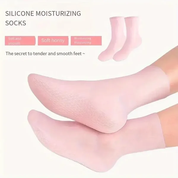 2pcs Silicone Moisturizing Foot Socks For Dry Cracked Feet Foot CareSocks Massage Moisturizing Gel Socks Pedicure Socks Tool - M - Image 4